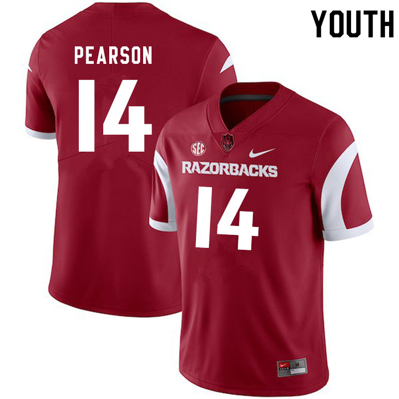 Youth #14 Cade Pearson Arkansas Razorbacks College Football Jerseys Sale-Cardinal - Click Image to Close